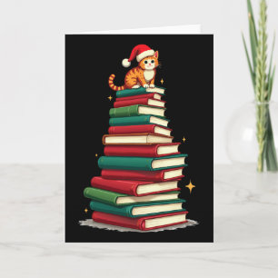 Tarjeta Árbol Ama Leer Libros Gato Bibliotecario Divertido