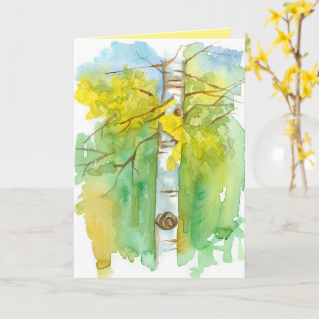 Tarjeta Árbol Aspen Te Desea Una Maravillosa Temporada De  (flor amarilla)