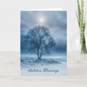 Tarjeta Árbol Bonito del Solsticio de Invierno en la Noche
