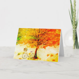 Tarjeta Árbol caído y bicicleta