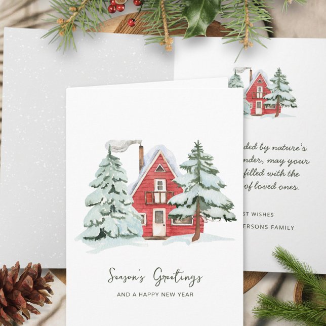 Tarjeta Árbol clásico nórdico de invierno rojo granero Pin (Subido por el creador)