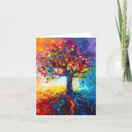 Tarjeta Árbol colorido de la vida Arcoiris Serenidad Natur