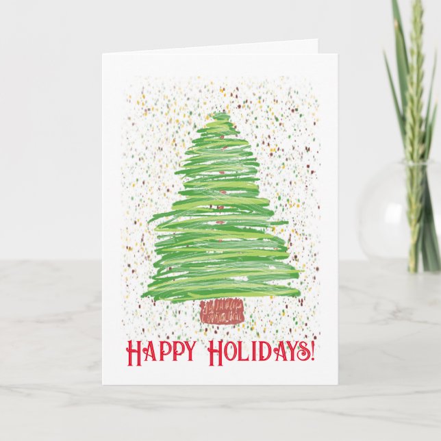 Tarjeta Árbol de Arte de Felices Fiestas (Anverso)