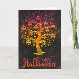 Tarjeta Árbol de calabazas de Halloween