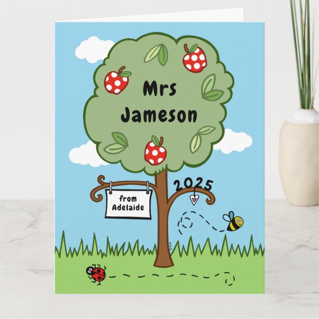 Tarjeta Árbol de celebración de profesores de agradecimien (Anverso)