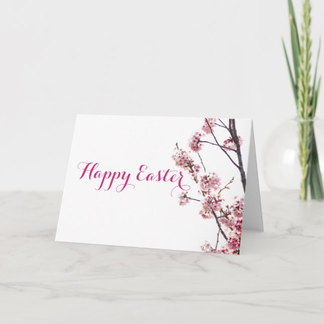 Tarjeta Árbol de cerezo floreciente, Pascua feliz (Anverso)