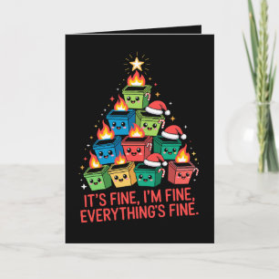 Tarjeta Árbol de contenedor de basura de Navidad Está bien