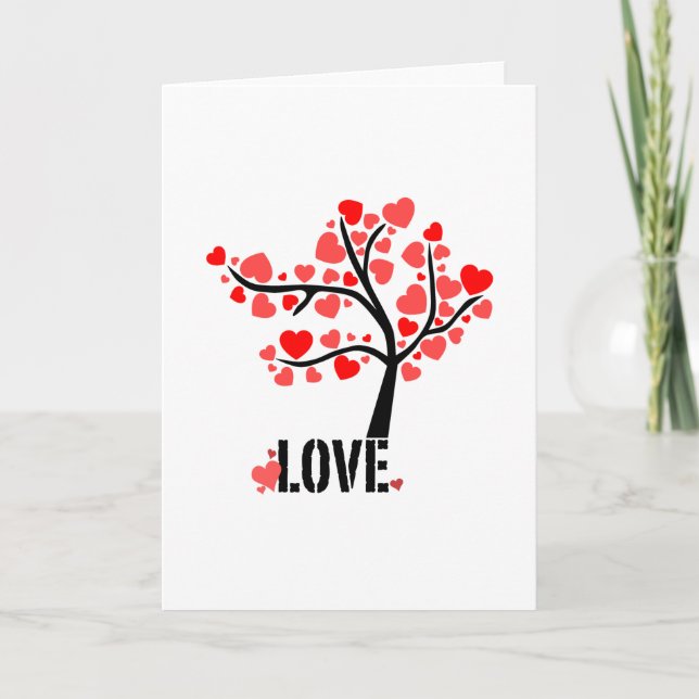Tarjeta Árbol de corazones del Día de San Valentín (Anverso)
