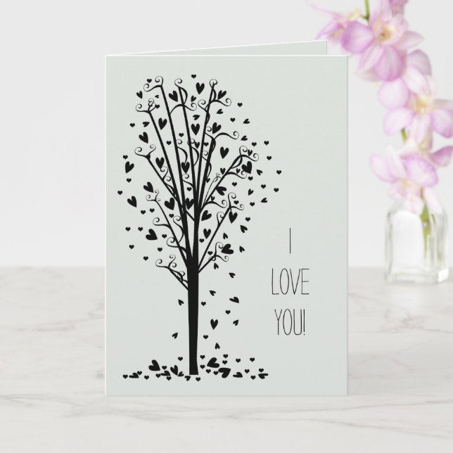 Tarjeta Árbol de corazones románticos amor (Orquídea)