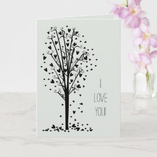 Tarjeta Árbol de corazones románticos amor
