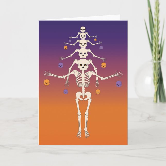 Tarjeta Árbol de cráneos de Halloween (Anverso)