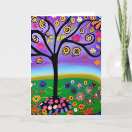 Tarjeta Árbol de estilo de arte folclórico caprichoso en b