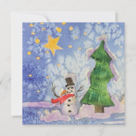 Tarjeta Árbol De Feliz Navidad Y Cuaderno De Snowman Escar