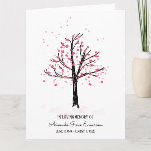 Tarjeta Árbol de flores rosadas en simpatía por la memoria