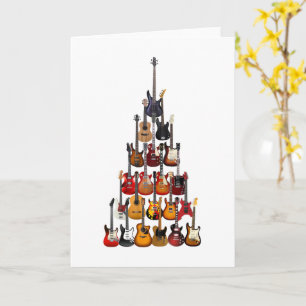 Tarjeta Árbol de guitarra luces de Navidad música rock