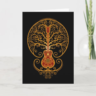 Tarjeta Árbol de guitarra, rojo dorado y negro