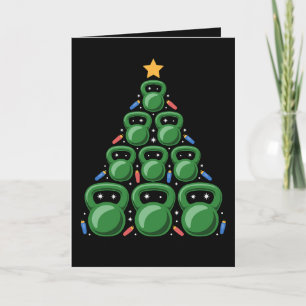 Tarjeta Árbol de kettlebell de Navidad gimnasio fitness en