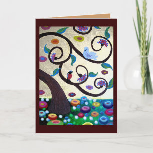 Tarjeta Árbol de Klimt con aves