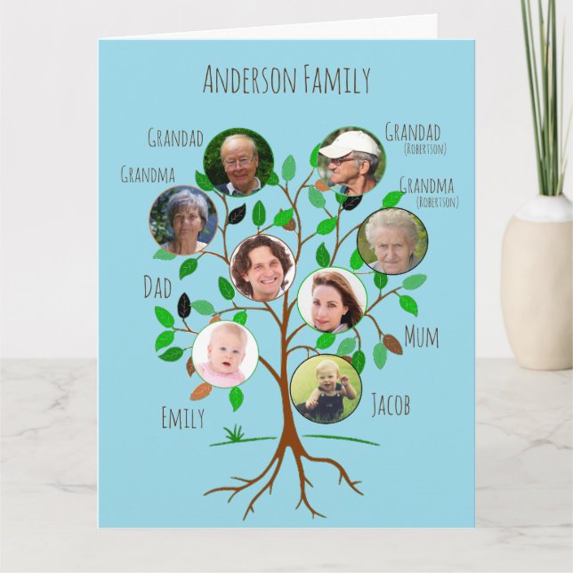 Tarjeta Árbol de la foto de familia inmediata (Anverso)