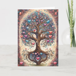 Tarjeta Árbol de la Vida Corazones Pastel San Valentín