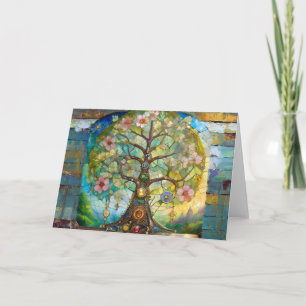 Tarjeta Árbol de la Vida Florido de 7 Chakras