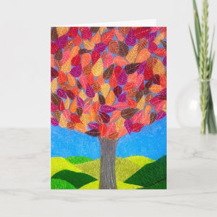 Tarjeta Árbol de lápiz de color con dibujo de cumpleaños d