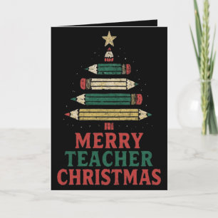 Tarjeta Árbol de lápiz de maestros Navidades