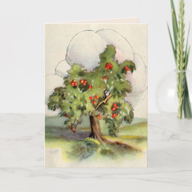Tarjeta Árbol de manzanas vintage (Anverso)