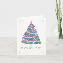 Tarjeta Árbol de navidad acuarela - Garland dorado