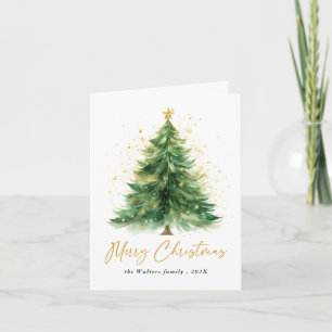 Tarjeta Árbol de Navidad acuarela moderna no foto