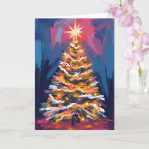 Tarjeta Árbol de Navidad Alegre Acuarela Colorida