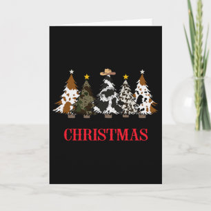 Tarjeta Árbol de Navidad Alegre Cuero Occidental de Vaca N
