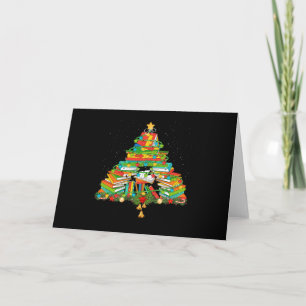 Tarjeta Árbol de Navidad Amante de los Libros Bibliotecari