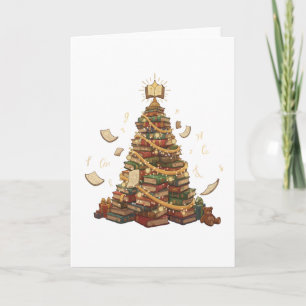 Tarjeta Árbol de Navidad caprichoso del amante de los libr