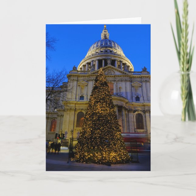 Tarjeta Árbol de Navidad Catedral de San Pablo, Londres Re (Anverso)