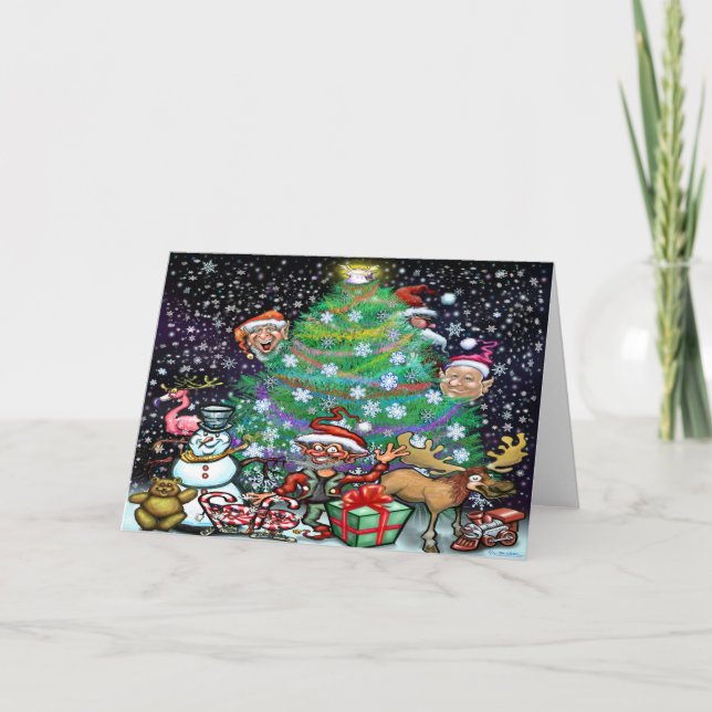 Tarjeta Árbol de Navidad con Adornos (Anverso)