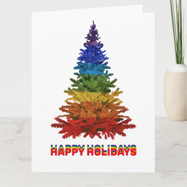 Tarjeta Árbol de Navidad con arco iris (Anverso)