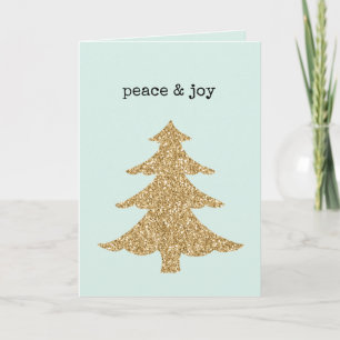 Tarjeta Árbol de Navidad con Brillo Dorado Menta Paz y Ale