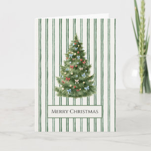 Tarjeta Árbol de Navidad con Rayas Verdes 