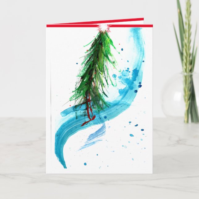 Tarjeta Árbol de Navidad contemporáneo captura el espíritu (Anverso)