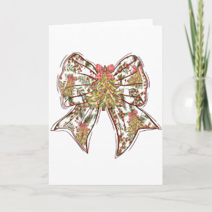 Tarjeta Árbol de Navidad Coquette Bow Fiesta Navideña Xmas
