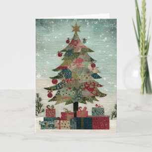 Tarjeta Árbol de Navidad Country Grande Impresión Fácil de