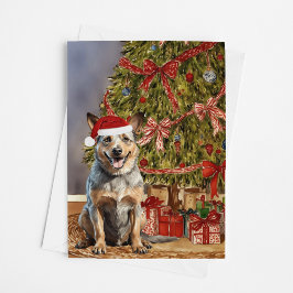Tarjeta Árbol de navidad de acuarela de perro de ganado de
