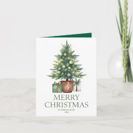 Tarjeta Árbol de navidad de acuarela rústica no foto
