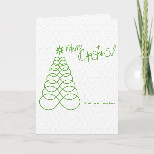 Tarjeta Árbol de Navidad de amor infinito - Verde y Plata (Anverso)