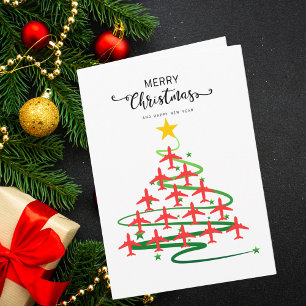 Tarjeta Árbol de Navidad de Avión Bonito & Foto Divertida