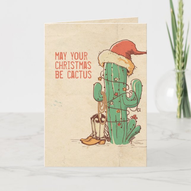 Tarjeta Árbol de Navidad de Cactus (Anverso)