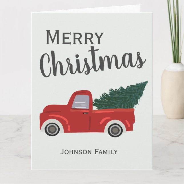 Tarjeta Árbol de Navidad de camión rojo (Anverso)