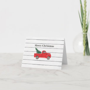 Tarjeta Árbol de navidad de camionetas rojas navideñas