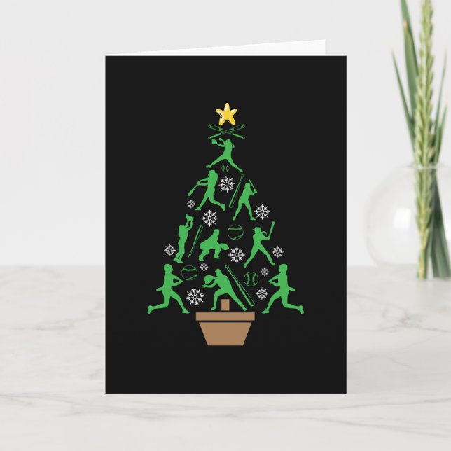 Tarjeta Árbol de Navidad de Chicas femeninas en softball (Anverso)